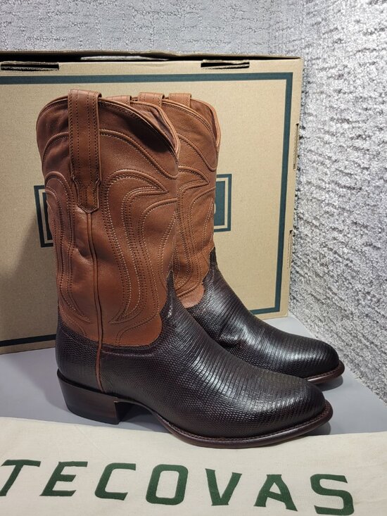 Tecovas The Nolan Men\'s Size US 9.5 EE Whiskey Lizard Cowboy Boots. main image 12